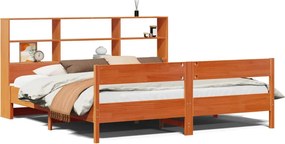 vidaXL Pat cu bibliotecă fără saltea maro 200x200 cm lemn masiv de pin