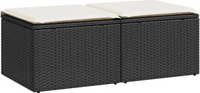 vidaXL Set canapele grădină perne 2 piese negru, poliratan/lemn acacia