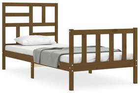 3193064 vidaXL Cadru de pat cu tăblie, maro miere, 90x200 cm, lemn masiv
