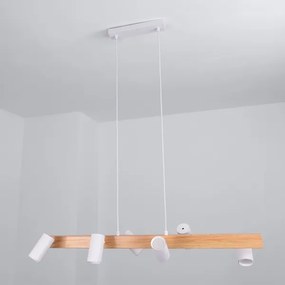 Brilagi - Lustră LED RGBW reglabilă pe cablu SELE 6xGU10/6,5W/230V alb/stejar