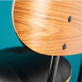 Scaun bar design deosebit Classico 115cm, negru/ nuc A-39040 VC