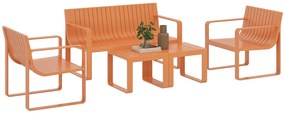 Outsunny Set de Mobilier de Grădină din 5 Piese cu Canapea, 2 Scaune și 2 Mese, 122x60,5x70 cm, Portocaliu | Aosom Romania