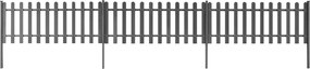 vidaXL Gard din șipci cu stâlpi, 3 buc., 600x60 cm, WPC