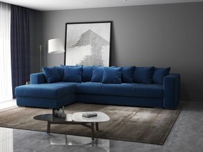Colțar extensibil dumonde cu ladă de depozitare si sezut confortabil din spuma high-density, Gloria Zoom Blue II 320x183 cm