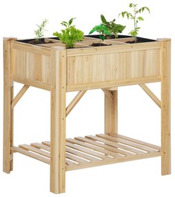 Outsunny Pat de Grădină pentru Legume cu 6 Compartimente, Jardinieră din Lemn de Brad, Suport pentru Plante Exterior, 78.5x58x81 cm | Aosom Romania