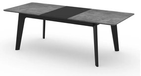 Masă de dining neagră extensibilă cu blat cu aspect de lemn de beton 100x180 cm Shadow – TemaHome