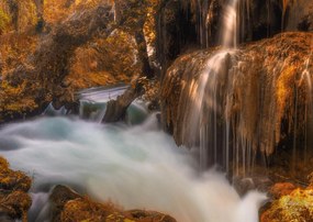 Fototapet. Cascada intr-o padure de toamna. Art.01049