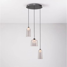 Lustra cu 3 pendule LED, Metal, Negru, Acrilic, DIONE