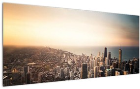 Tablou apusului de soare deasupa orașului (120x50 cm), în 40 de alte dimensiuni noi
