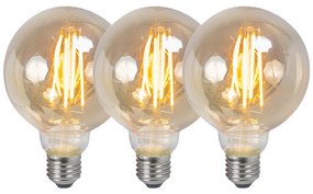 Set de 3 becuri LED reglabile E27 G95 fum 5W 380lm 2200K
