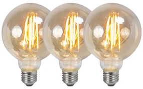 Set de 3 becuri LED reglabile E27 G95 fum 5W 380lm 2200K