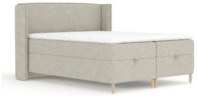 Pat boxspring gri deschis cu spațiu de depozitare 180x200 cm Monpelli – Maison de Rêve