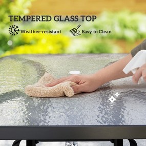 Outsunny Masă de Grădină pentru 4 Persoane cu Gaură pentru Umbrelă Ø54 mm, 96,5x96,5x70 cm, Negru | Aosom Romania