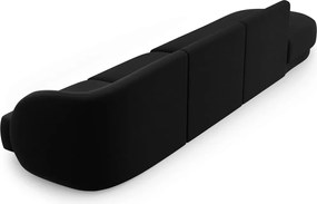 Canapea 4 locuri cotiera stanga, Miley, Micadoni Home, BL, 325x85x74 cm, catifea, negru