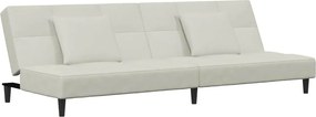 vidaXL Canapea extensibilă cu 2 locuri, 2 perne, crem, catifea
