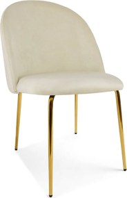 Scaun bucatarie INCA VELVET din catifea cu picioare aurii, crem