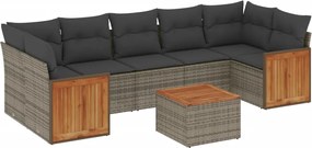vidaXL Set canapele de grădină cu perne, 8 piese, gri, poliratan