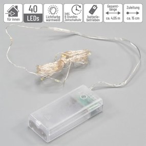 Set de 4 fire luminoase cu 40 de LED-uri, alb cald.