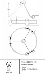 Lustra design ultramodern minimalist Balance 6L auriu