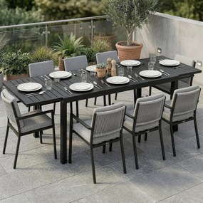 Outsunny Masă de Grădină Extensibilă pentru 6-8 Persoane, Aluminiu cu Blat cu Lamele, Negru | Aosom Romania