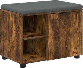 vidaXL Bancă pentru hol cu pernă cu raft Stejar Afumat 60 x 38 x 46 cm