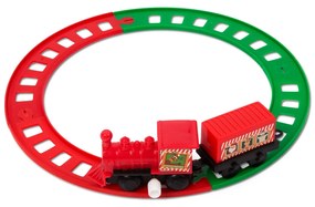 Tren de Craciun - cu cheita - rosu verde - 20 cm