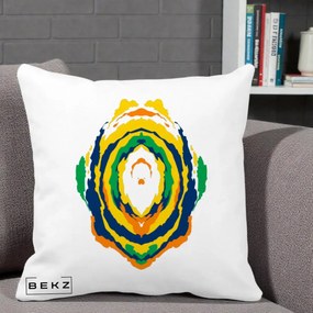 Perna Decorativa Oval Abstract Multicolor, 40x40 cm, Alba Mata, Husa Detasabila, Perna Inclusa, BEKZ®