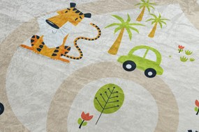 BAMBINO 50230 covor lavabil Grădină zoologică, străzi pentru copii anti-alunecare - bej / verde