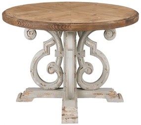 Masă de dining rotundă, din lemn, cu finisaj vintage, Aimée