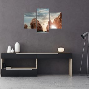 Tablou - Apus de soare peste stânci (90x60 cm)