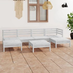 3083340 vidaXL Set mobilier de grădină, 7 piese, alb, lemn masiv de pin