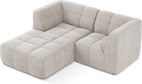 Colțar bej cu tapițerie din catifea (cu colț pe partea stângă/cu șezlong) Aloha – Makamii