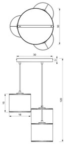 Lustră pe cablu LOFT SHADE 3xE27/60W/230V albă/aurie