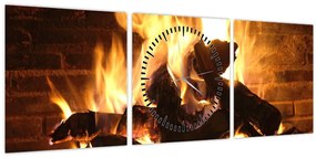 Tablou - Foc (cu ceas) (90x30 cm)