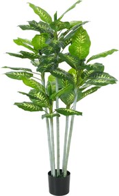 HOMCOM Plantă artificială Calathea înălțime 150 cm ghiveci din ciment 53 frunze - interior | Aosom Romania