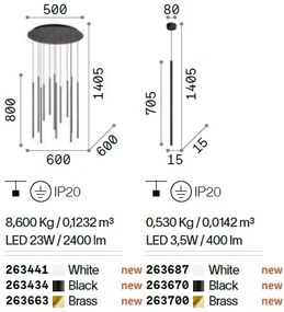 Pendul LED design tubular FILO SP1 NERO