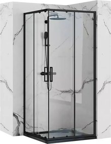 Cabina dus cu cadita de dus patrata Rea Punto cu doua usi culisante 80x80 negru