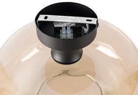 Plafoniera Art Deco neagră cu sticlă chihlimbar - Bizle