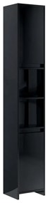 802676 vidaXL Dulap de baie, negru extralucios, 30x30x183,5 cm, PAL