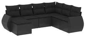 3254032 vidaXL Set canapele de grădină cu perne, 7 piese, negru, poliratan