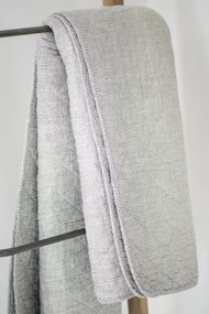 Patura alba din bumbac cu dungi gri 130x180 cm