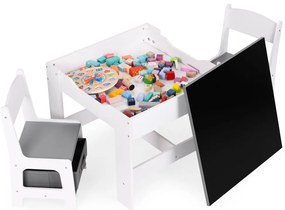 Mobilier pentru copii set masă 2 scaune cu tablă de cretă alb