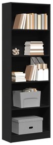 857822 vidaXL Bibliotecă, negru, 60x24x176 cm, lemn prelucrat