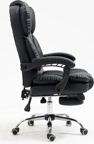 Scaun directorial, cu Masaj și Încălzire, suport picioare, funcție sezlong, piele ecologică, Negru