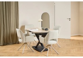 Scaun de sufragerie bej cu cotiere tapițat Graham – Actona