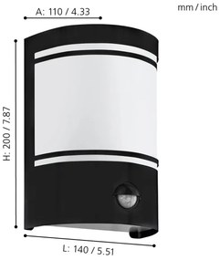 Aplică de exterior cu senzor CERNO 1xE27/40W/230V IP44 Eglo 99566