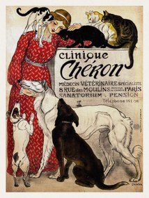 Reproducere Clinique Cheron, Cats & Dogs (Distressed Vintage French Poster) - Théophile Steinlen, (30 x 40 cm)