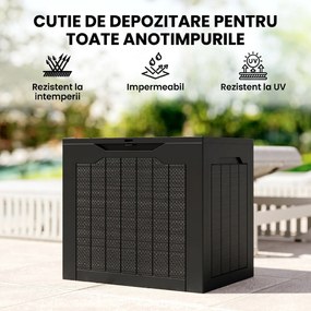 Outsunny Cufăr de Exterior de 93L cu Mânere Integrate și Cârlig pentru Lacăt, 56x41x50 cm, Negru | Aosom Romania