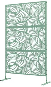 Outsunny Panou paravan de protecție decorativ paravant exterior verde cu model vegetal din metal, 122 x 45 x 198 cm, verde | Aosom Romania