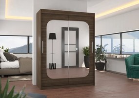 Dulap cu usi glisante si oglinda 150x200 cm, Clever, ADRK Furniture (Culoare: Ciocolata)